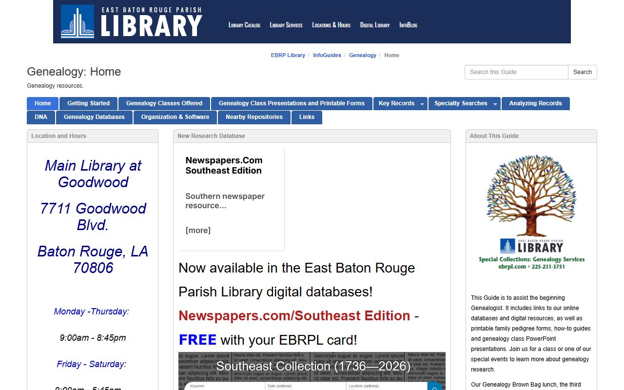 Baton Rouge genealogy records library research guide