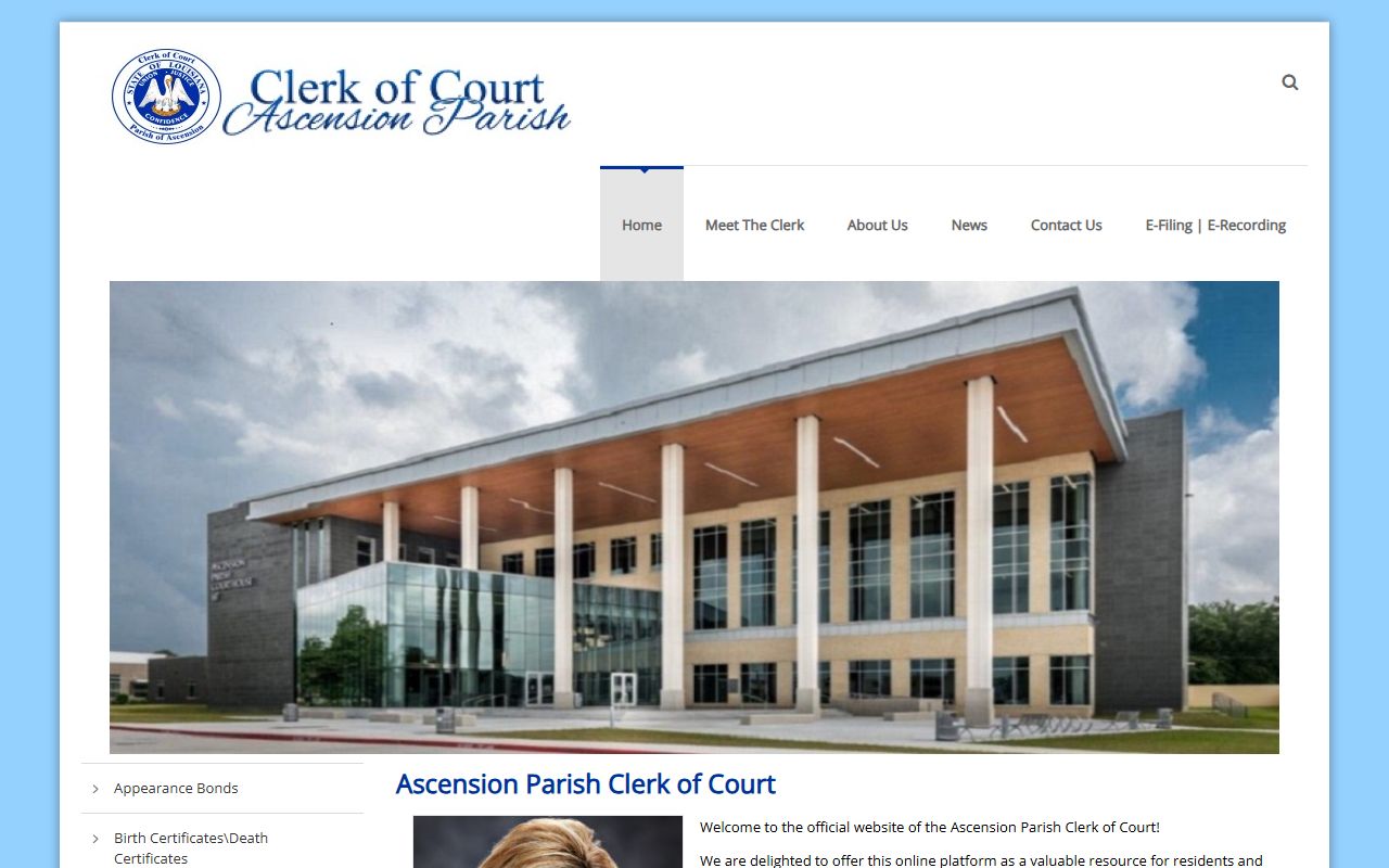 Ascension Parish Clerk of Court website for genealogy records