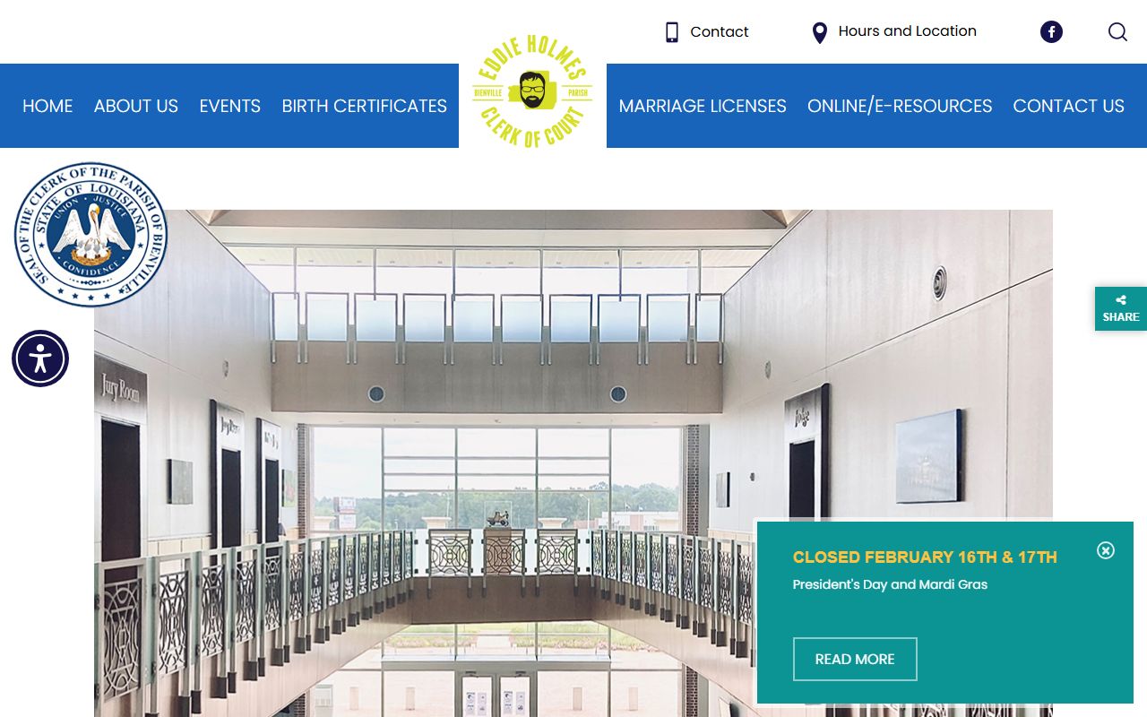 Bienville Parish Clerk of Court website for genealogy records