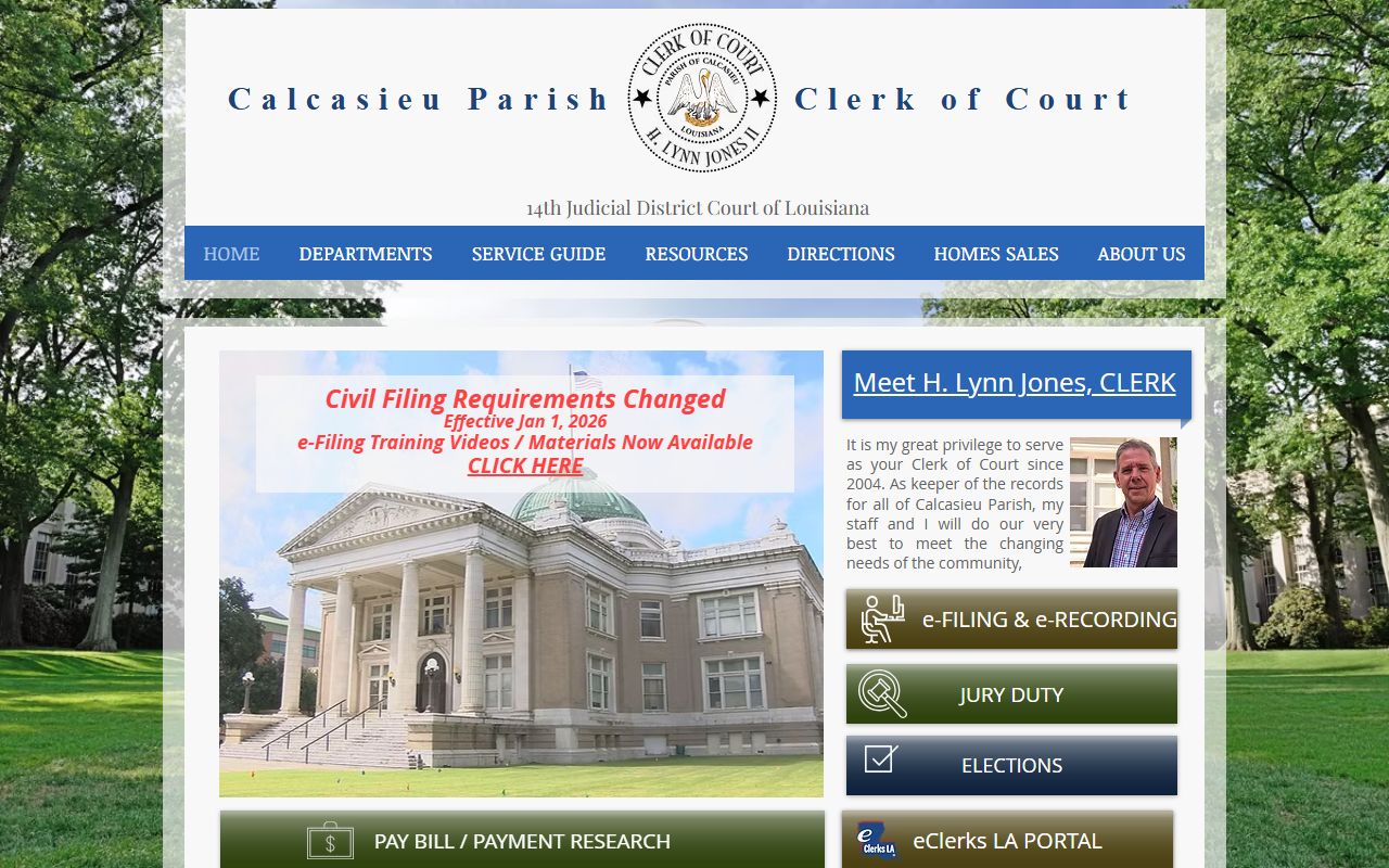 Calcasieu Parish Clerk of Court website for genealogy records