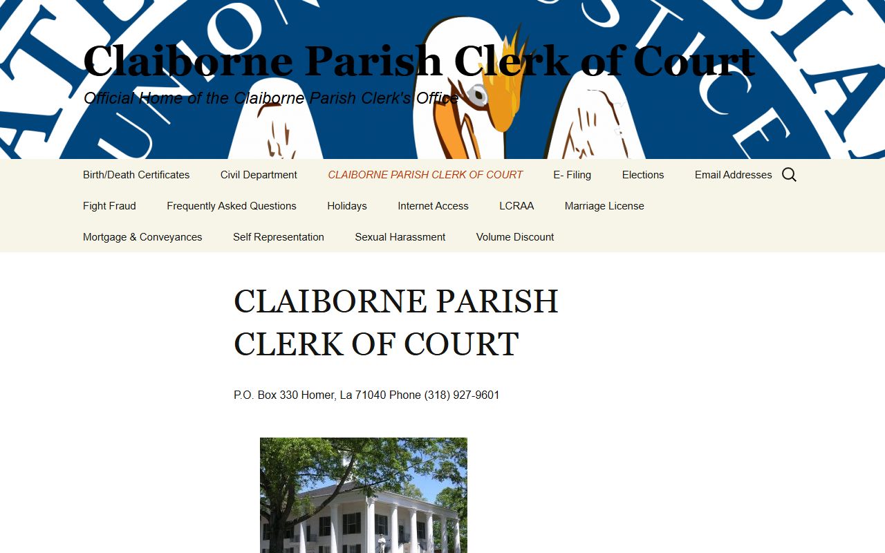 Claiborne Parish Clerk of Court website for genealogy records