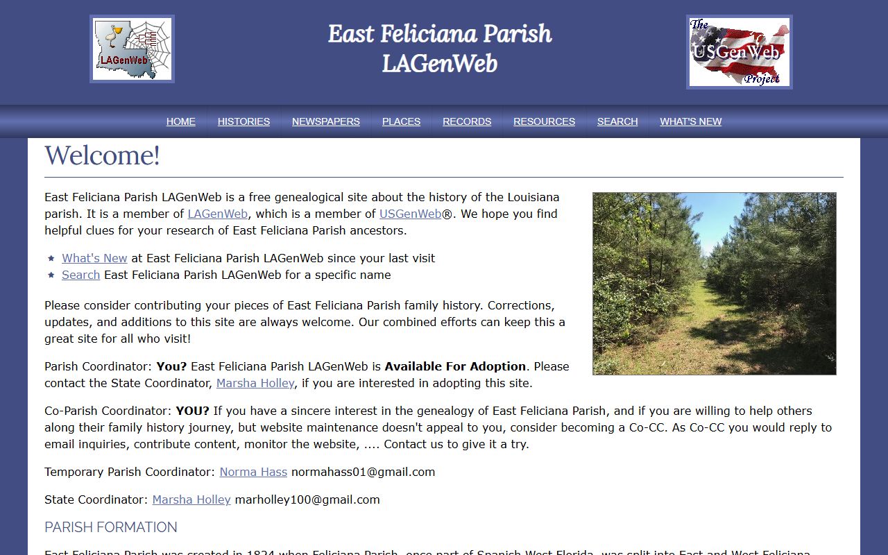 Louisiana GenWeb East Feliciana Parish genealogy resources and records guide