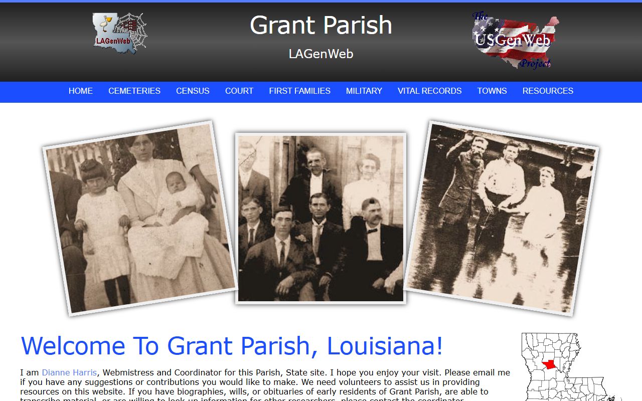 Louisiana GenWeb Grant Parish genealogy resources and record collections