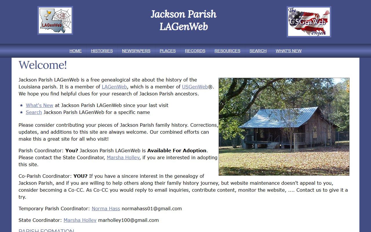 Louisiana GenWeb Jackson Parish genealogy resources and record collections