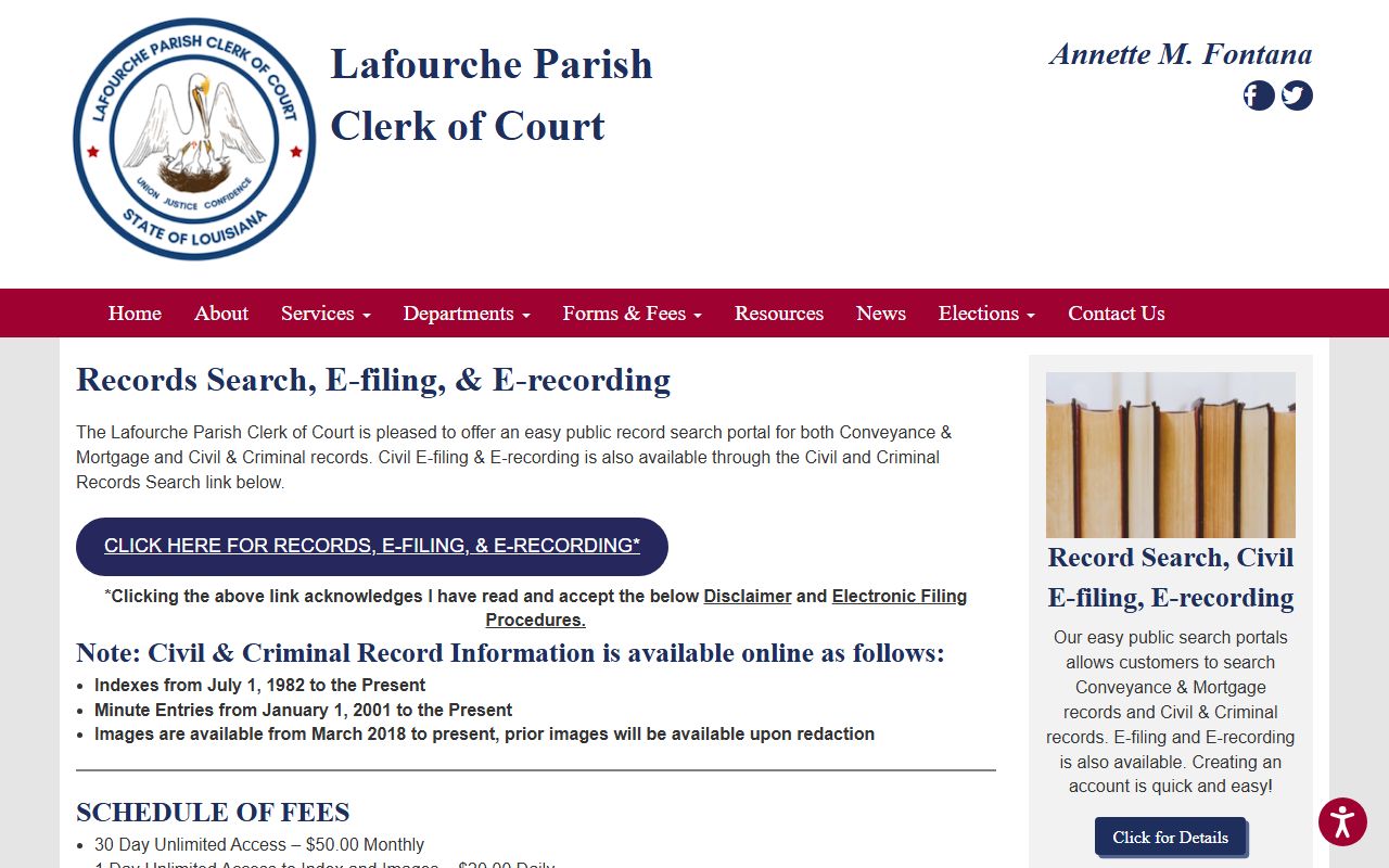 Lafourche Parish online records search portal