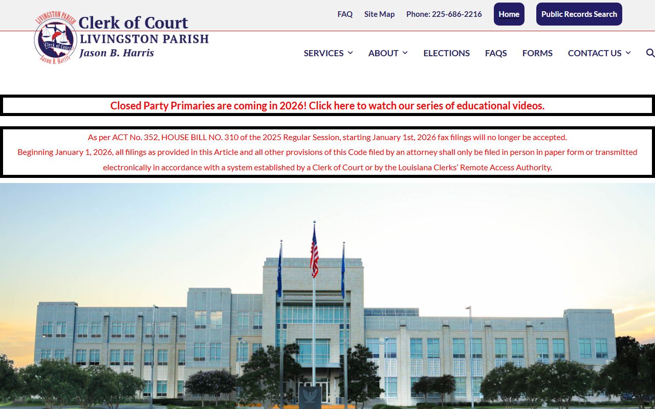 Livingston Parish Clerk of Court website