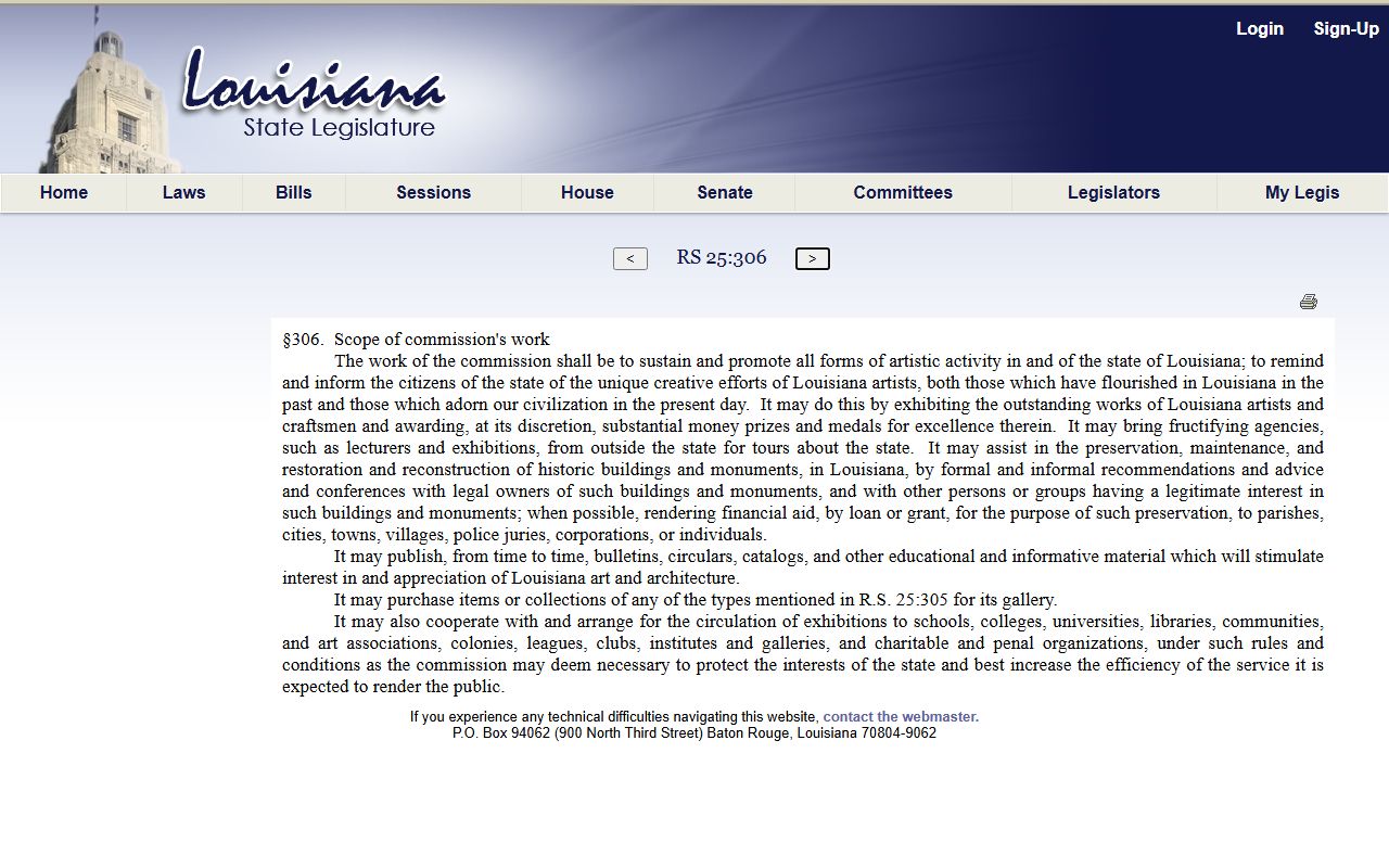 Louisiana Public Records Act statute page showing genealogy record access rights